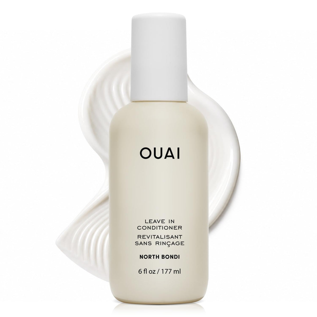 OUAI bottle front packaging showing product and benefit of detangling
