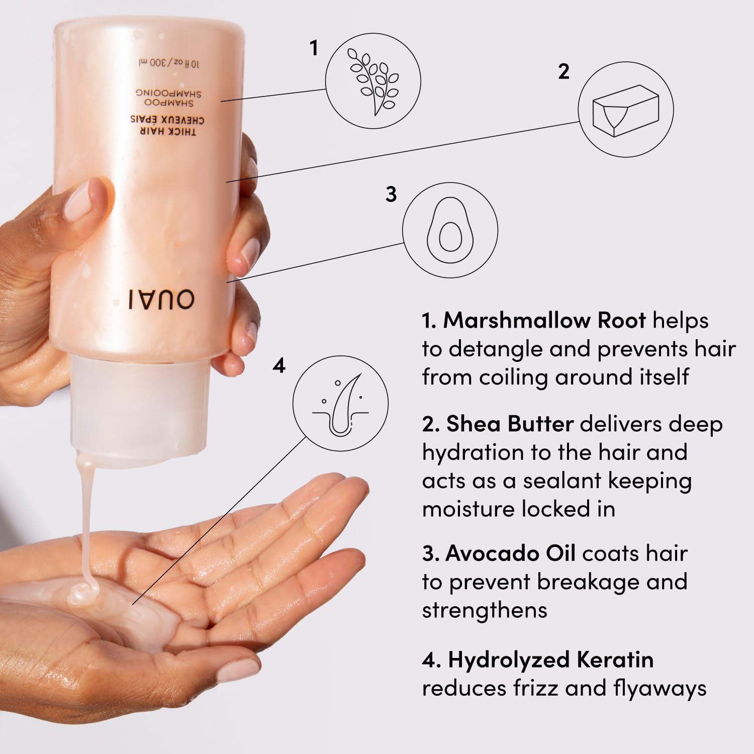 OUAI shampoo and conditioner pair on shelf showcase color-safe care