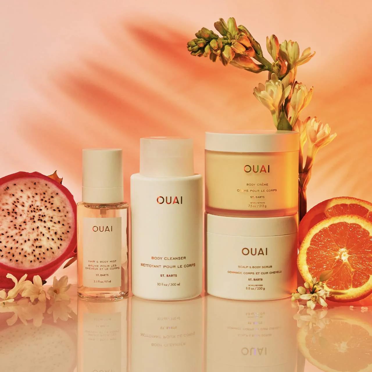 Close-up of orange blossom and tuberose notes delivering fresh floral mood.