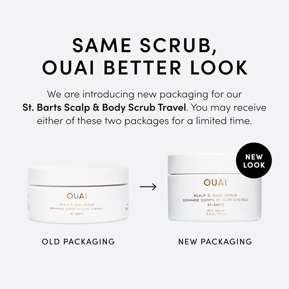 OUAI sugar crystals close-up highlighting a gentle scrub for buildup removal.