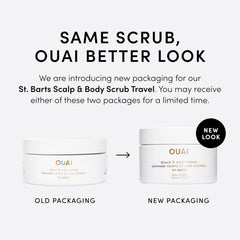 OUAI sugar crystals close-up highlighting a gentle scrub for buildup removal.