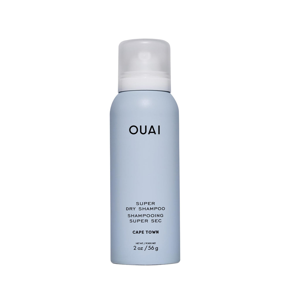 ouai super travel-size dry shampoo bottle, capetown scent, absorbs oil