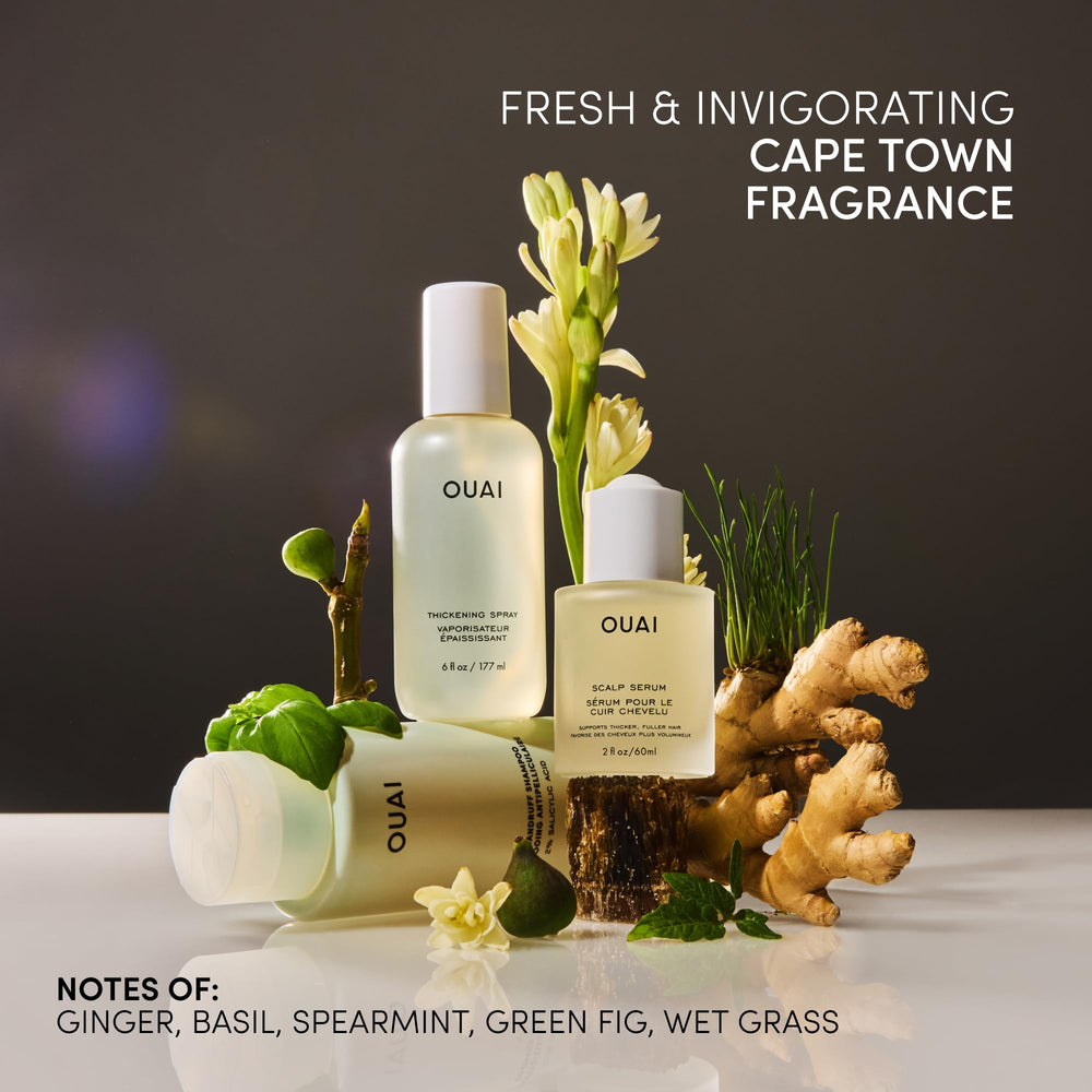 OUAI close-up of amaranth peptide formula supports stronger-feel strands