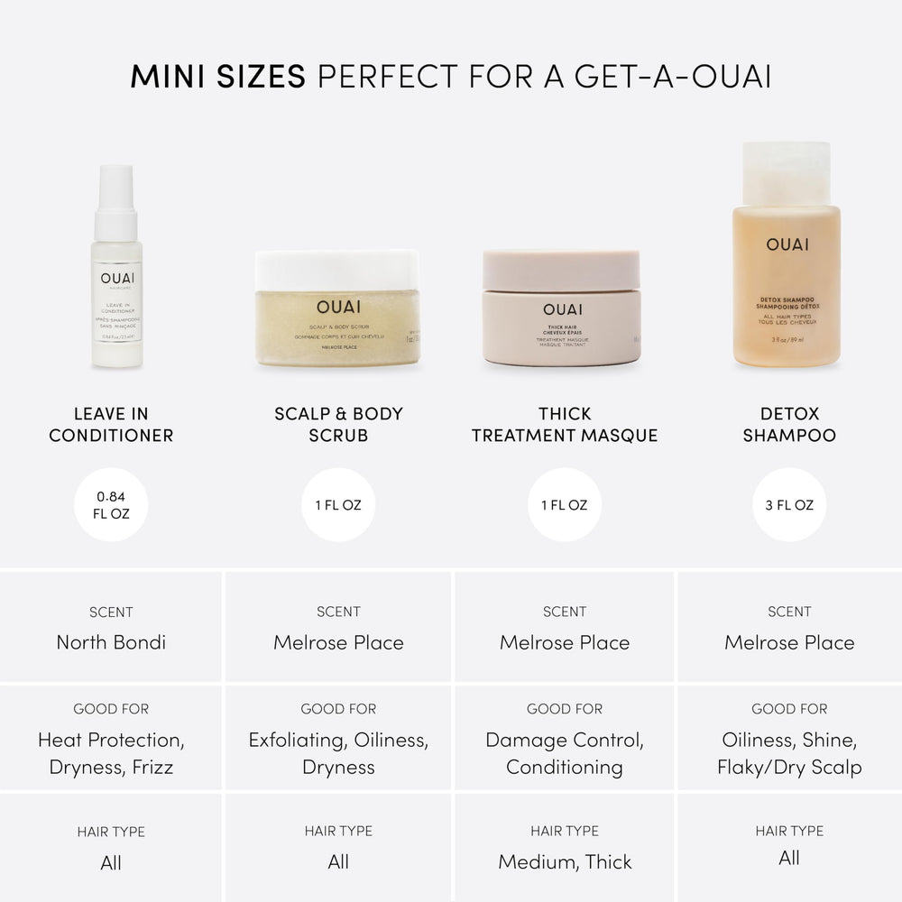 OUAI travel kit detox shampoo bottle for clarifying scalp cleanse.