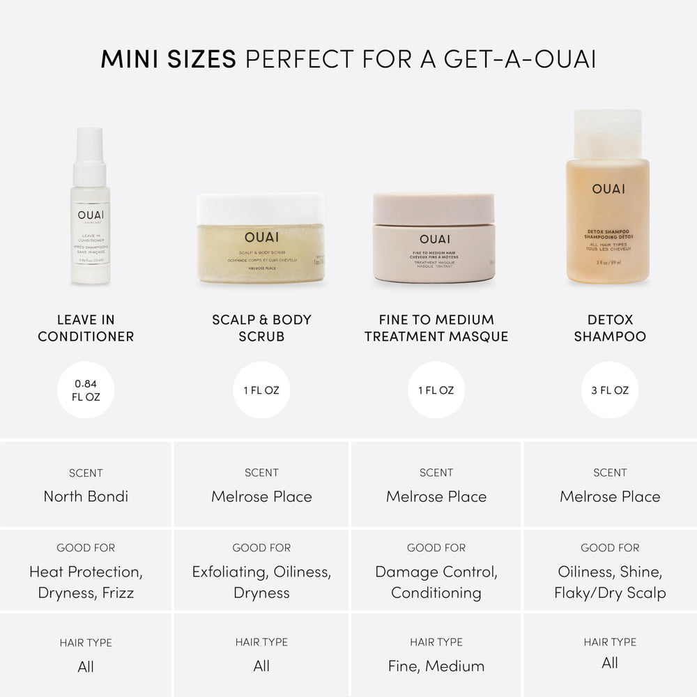 OUAI detox shampoo bottle highlights scalp refresh and buildup removal.