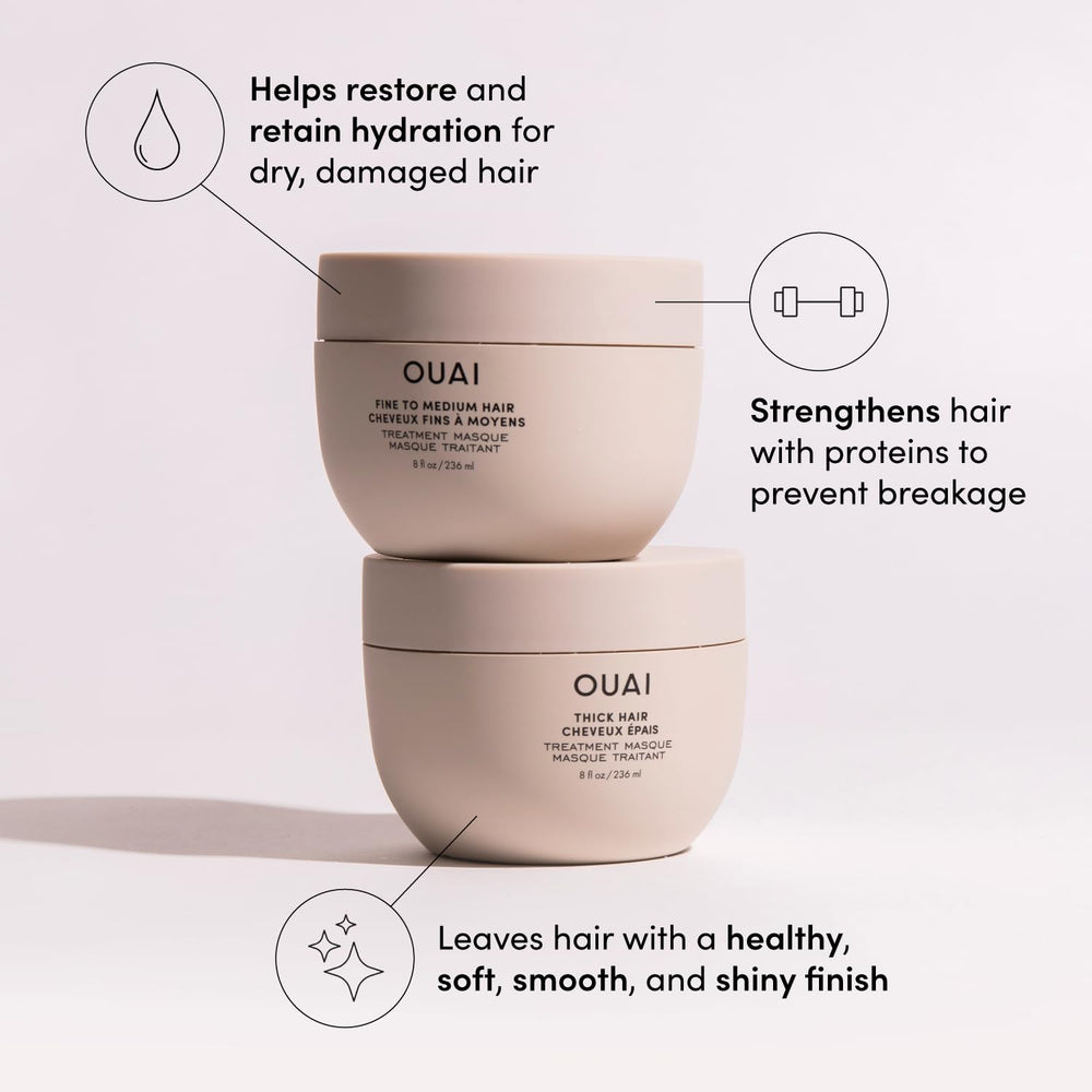 OUAI travel bottles shown for convenient carry in a beauty kit.