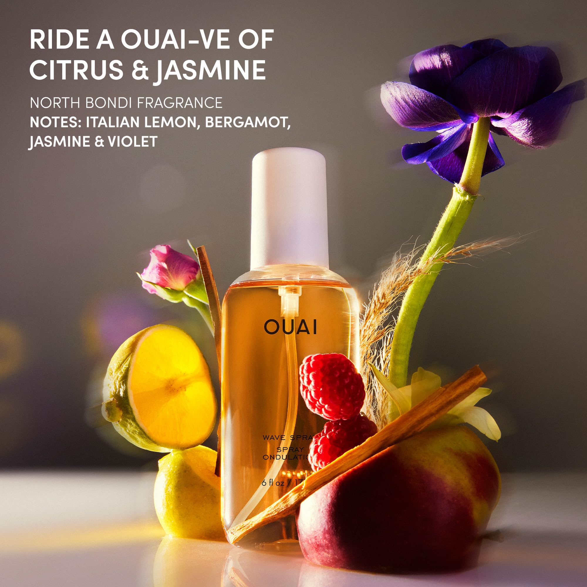 OUAI Wave Spray ingredients-focus emphasizing rice protein and coconut oil