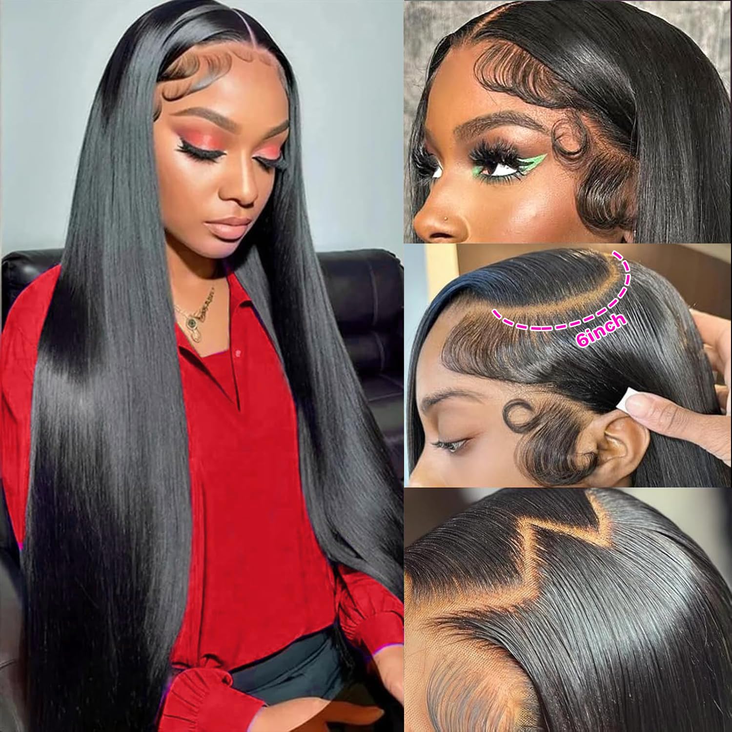 OUAYESI 13x6 HD lace front detail shows seamless parting and scalp illusion
