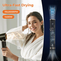 OUDIM brushless motor delivers up to 110000 RPM for fast drying.
