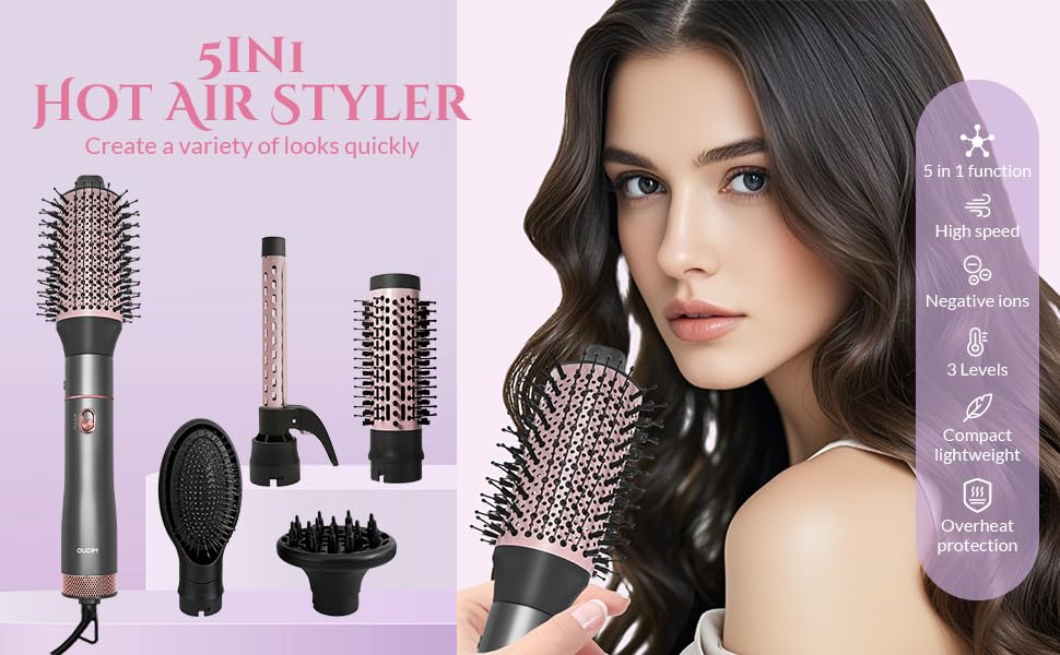 Oudim diffuser attachment delivers balanced airflow for defined curls and reduced frizz.