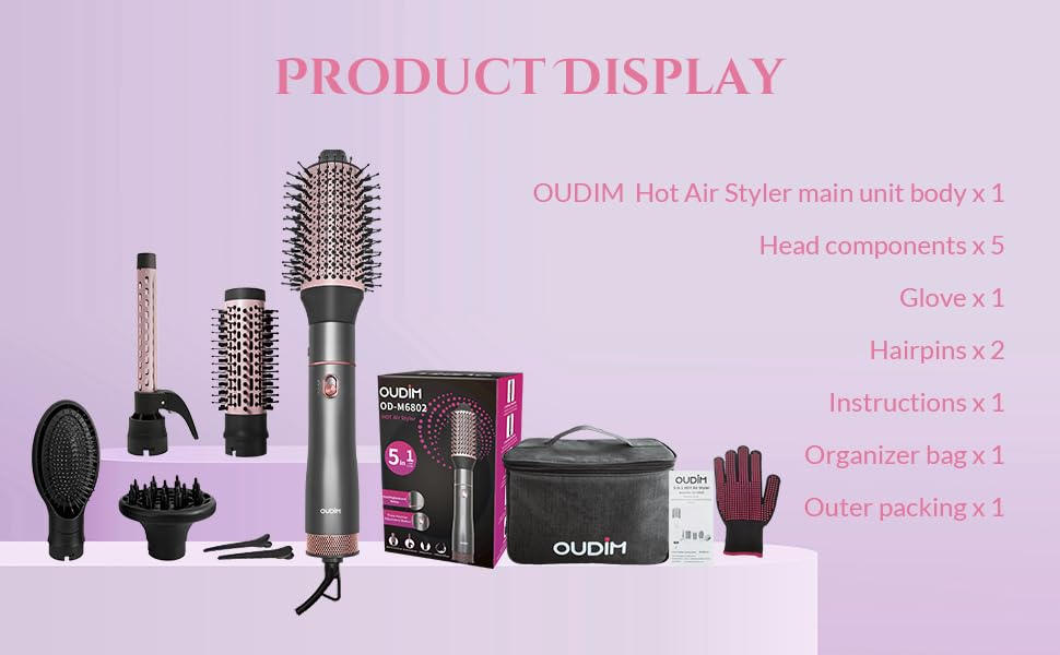 Oudim all-in-one kit speeds styling with adjustable heat and air.