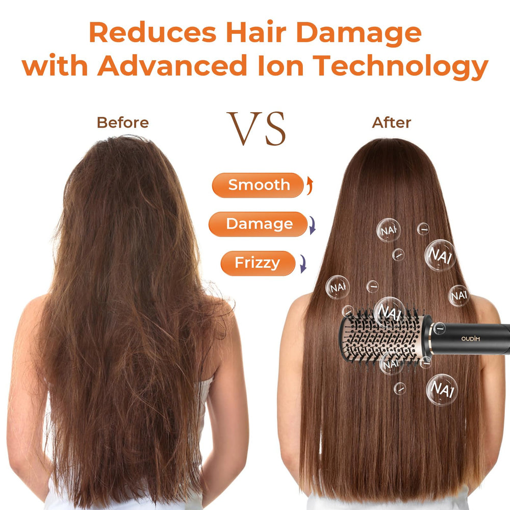 OUDIM negative ion technology reduces static for smoother hair.