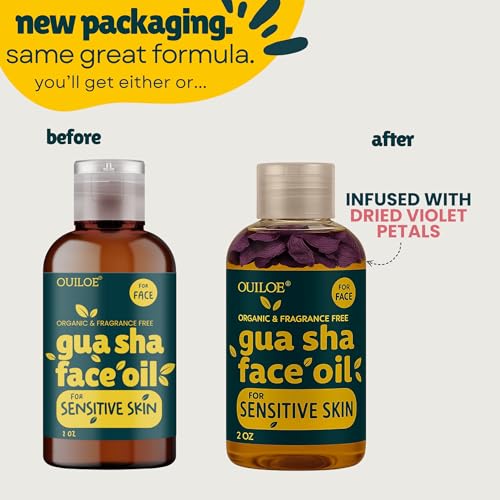 Ouiloe Gua Sha Oil texture closeup highlighting lightweight, non-greasy slip for facial tools.