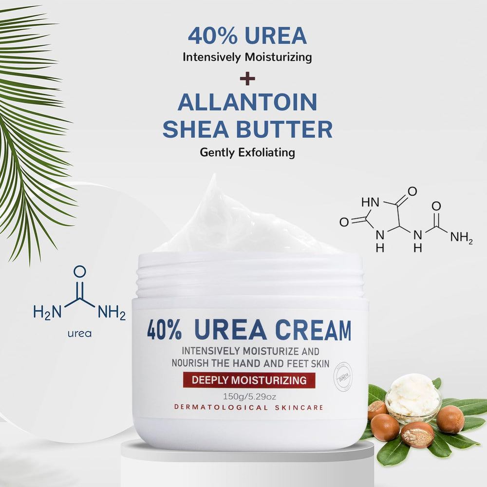 OUKEYA Urea Cream 40% bottle demonstrates fast-absorbing, non-greasy moisture for feet.