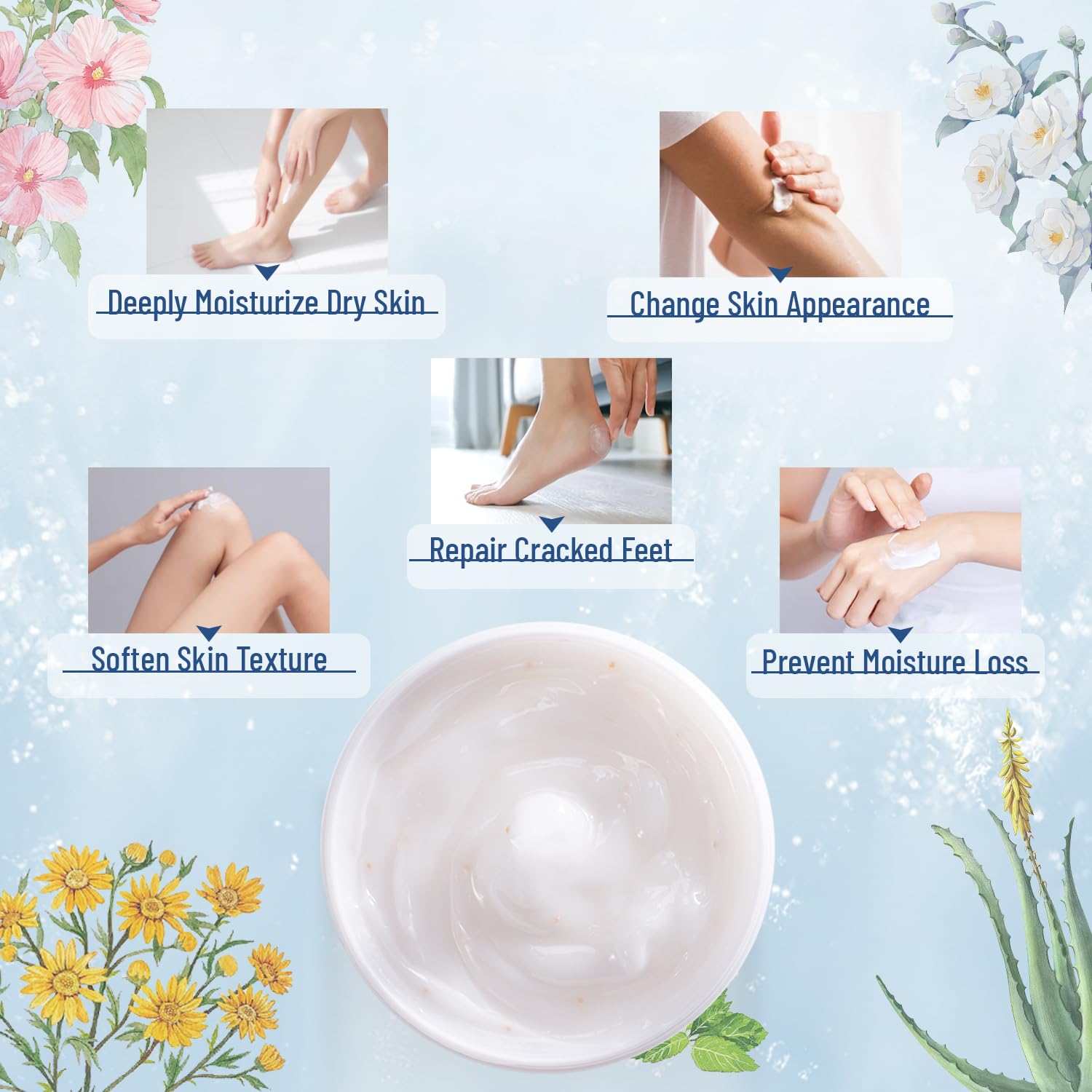 OUKEYA Urea Cream ingredient close-up featuring camellia for skin nourishment