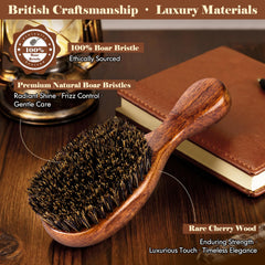 OUMIGIZ boar bristle brush close-up shows soft, pure bristles for gentle detangling