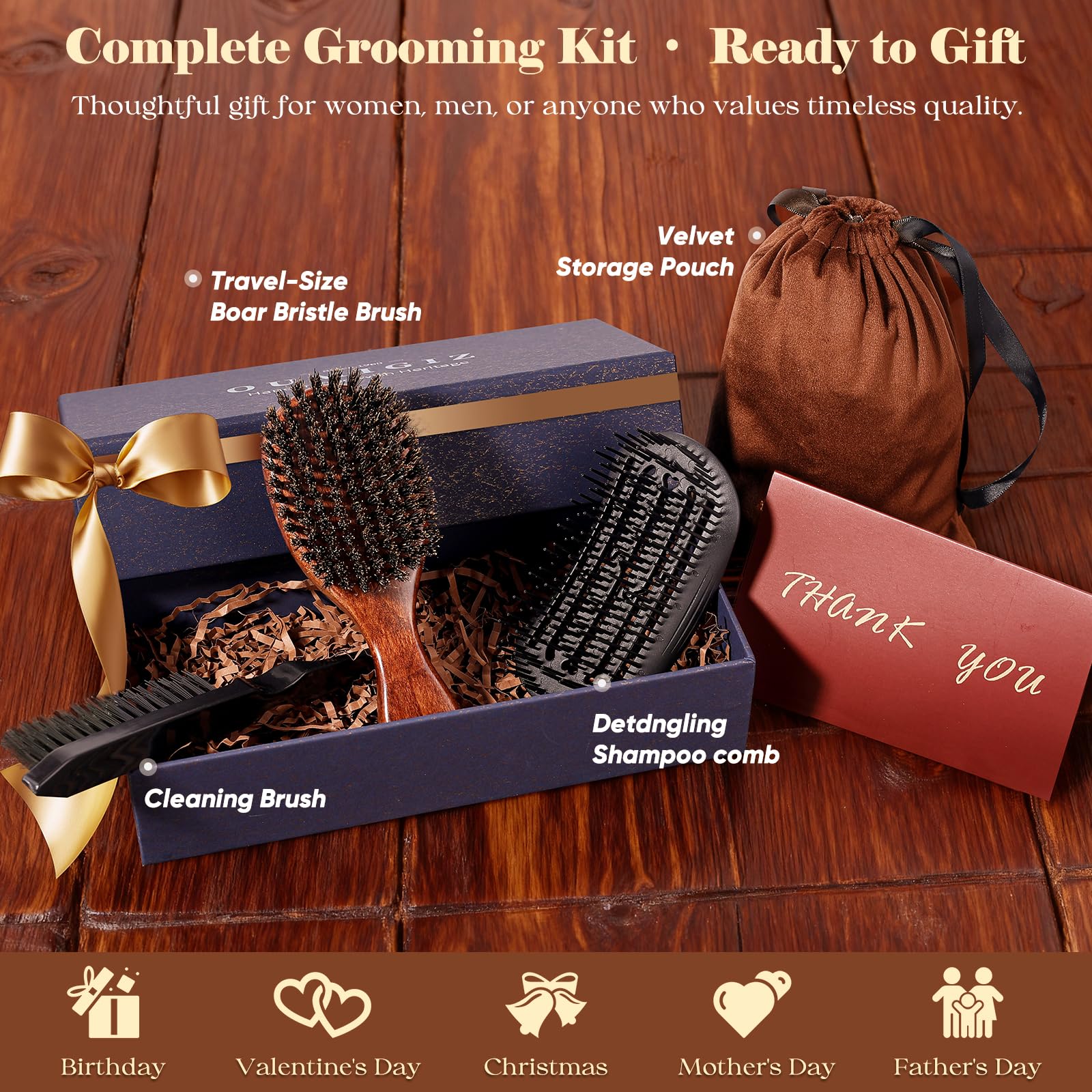 OUMIGIZ boar bristle brush provides scalp massage feel and oil distribution benefits during brushing