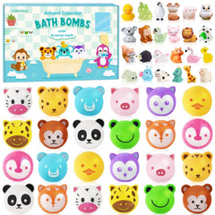 OuMuaMua Christmas Advent Calendar 24 bath bombs in colorful designs for daily bath fun.