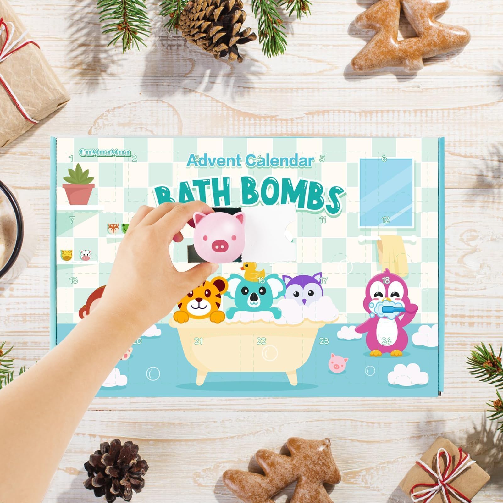 OuMuaMua kid-safe bath bombs designed for children over 3 with toy surprises.