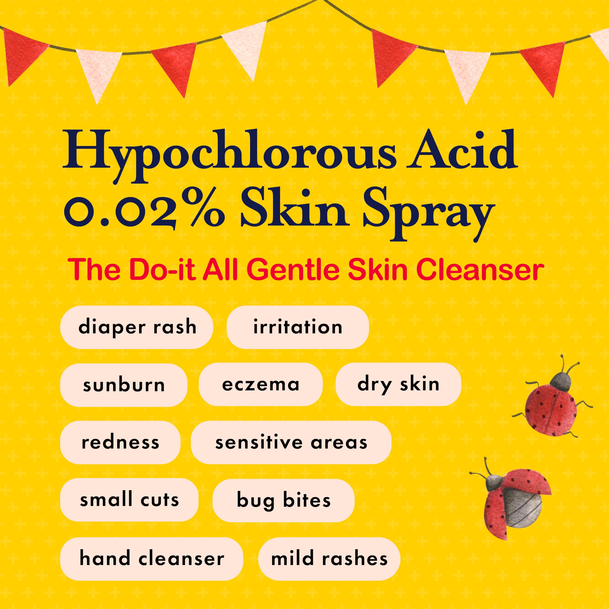 Kids application on skin using Our Family's Heirloom HOCl spray for soothing cleansing.