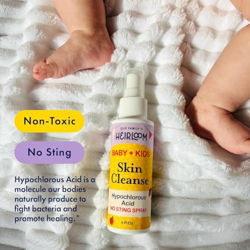 Travel kit scene with Our Family's Heirloom HOCl spray for on-the-go skin refresh.