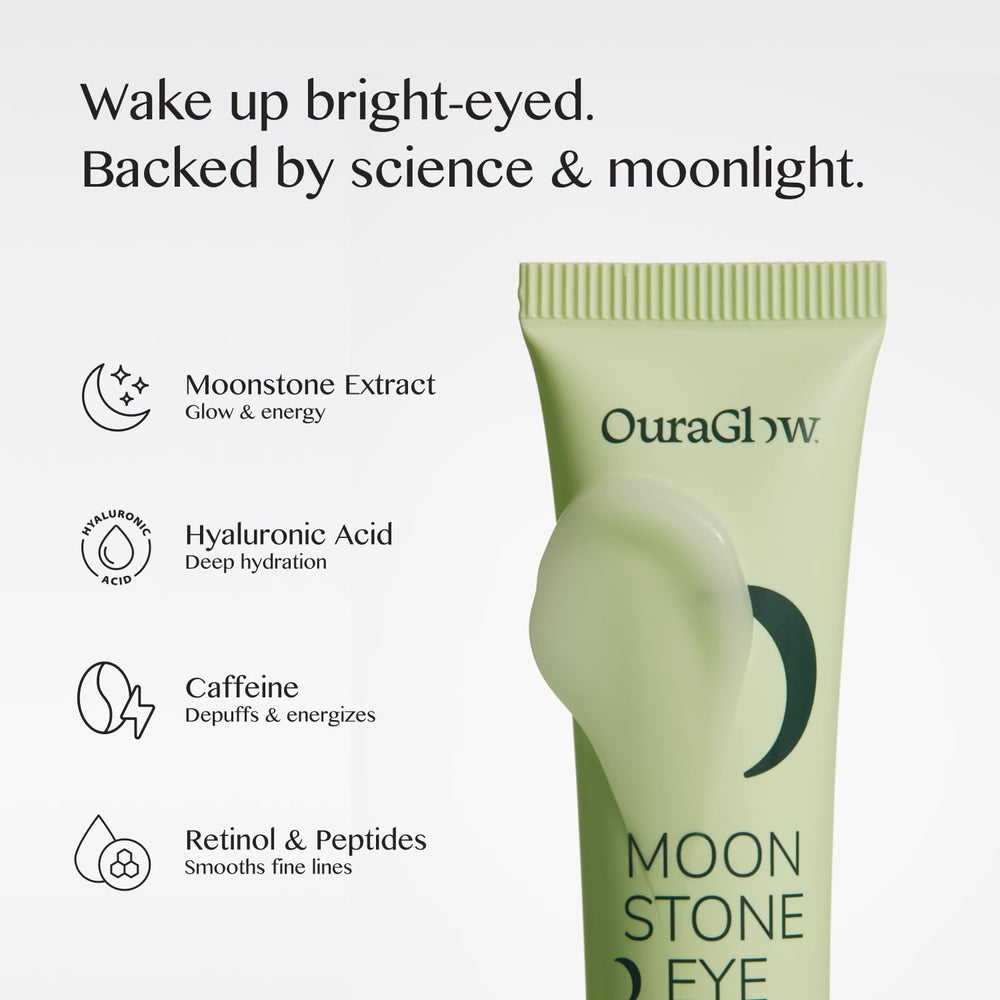 OURAGLOW Caffeine Eye Cream hyaluronic-acid emphasis on hydration and plump texture.