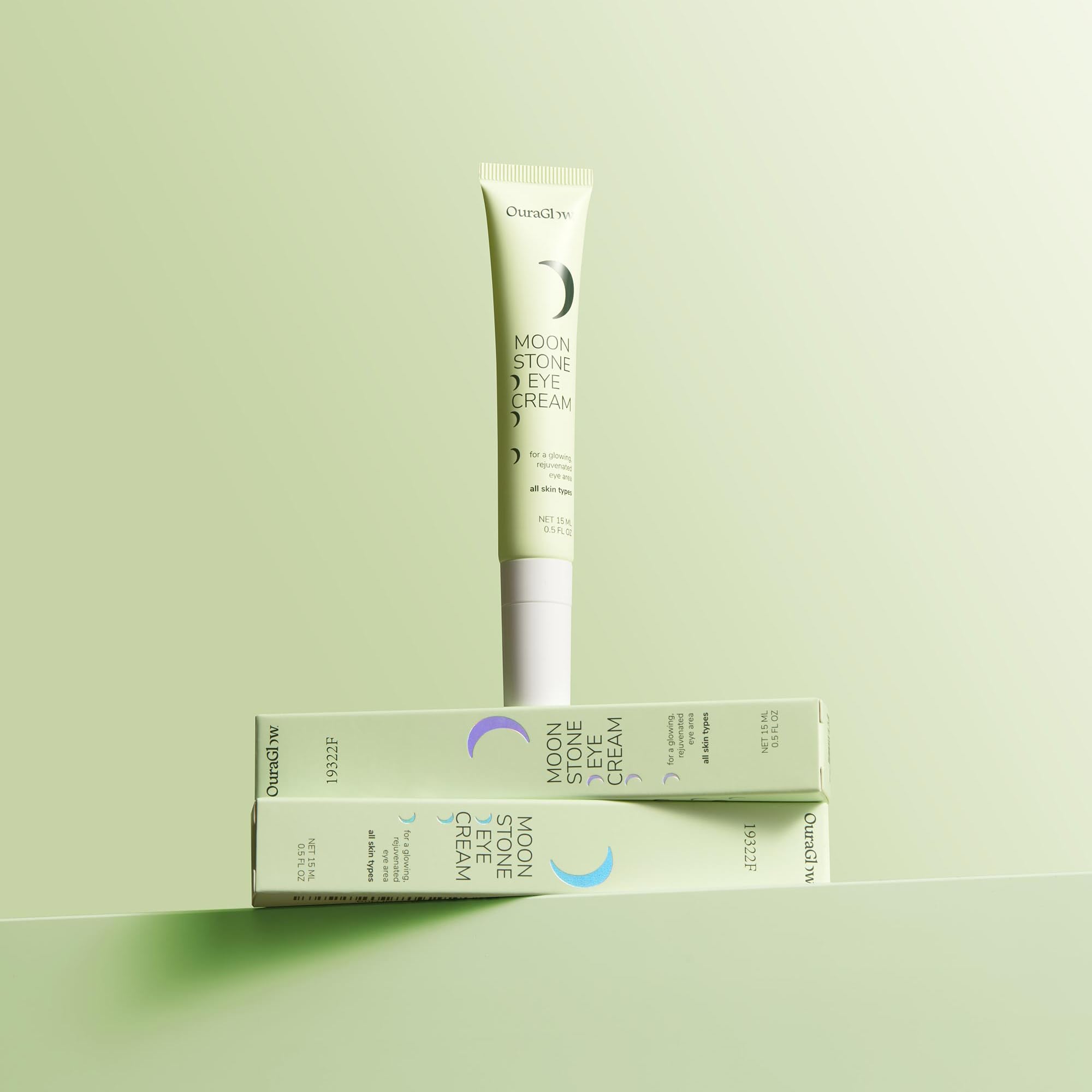 OURAGLOW Caffeine Eye Cream packaging shot emphasizes fragrance-free formula and lightweight finish.