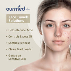 Ourmed Life face towels lint-free detail emphasizes fibers-free cleansing for sensitive skin.