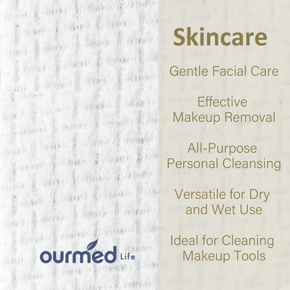 ourmed life face towels texture close-up reveals ultra-soft rayon fabric for gentle cleansing