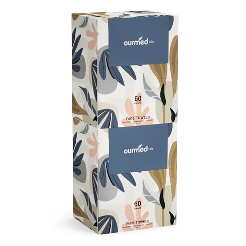 Ourmed Life face towels XL packaging highlights eco-friendly disposable wipes for home skincare.