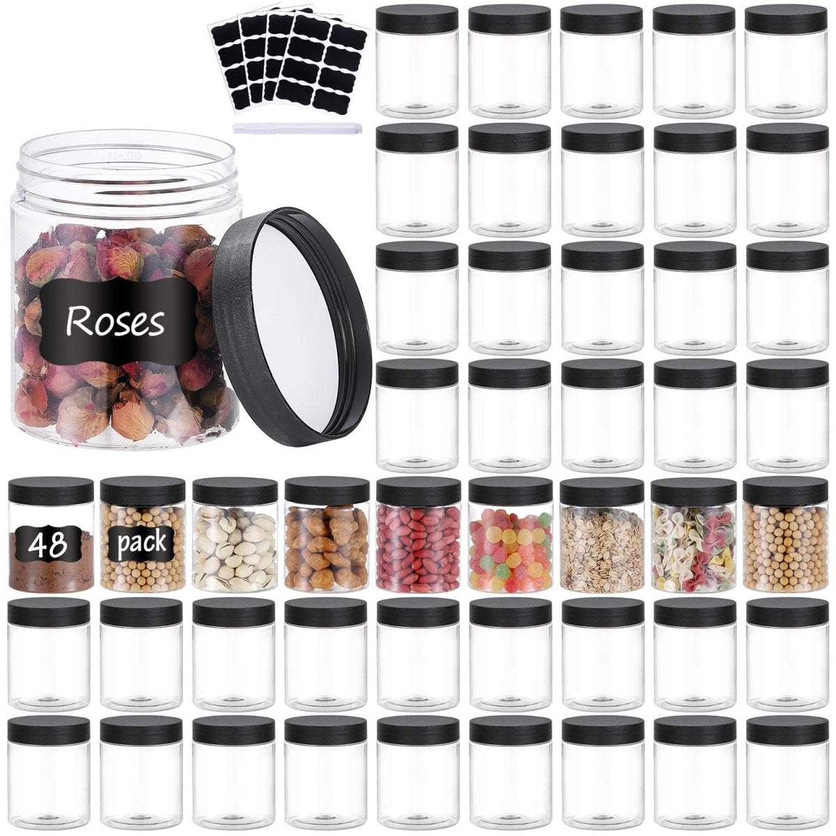 OUSHINAN 8oz jars with lids provide airtight storage for pantry items.