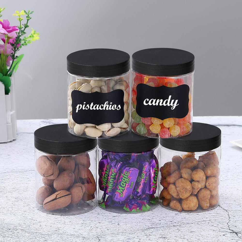 OUSHINAN jars with black lids used for body cream and lotion storage.
