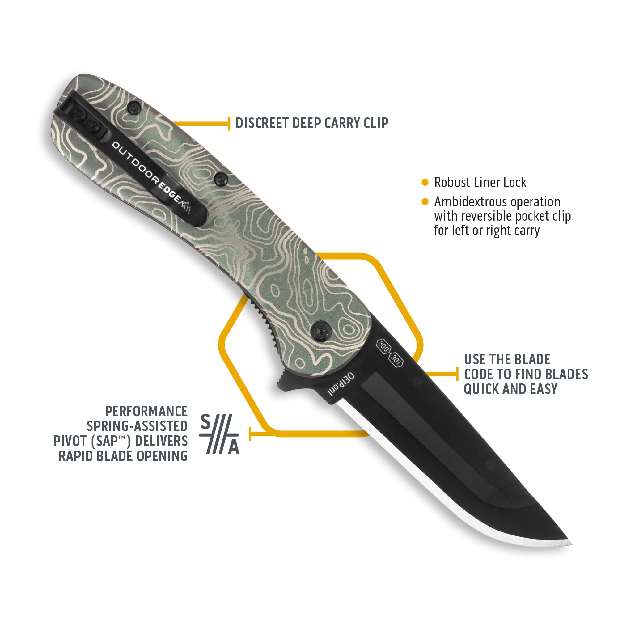 OUTDOOR EDGE Razor VX1 3-inch stainless blade for versatile tasks.
