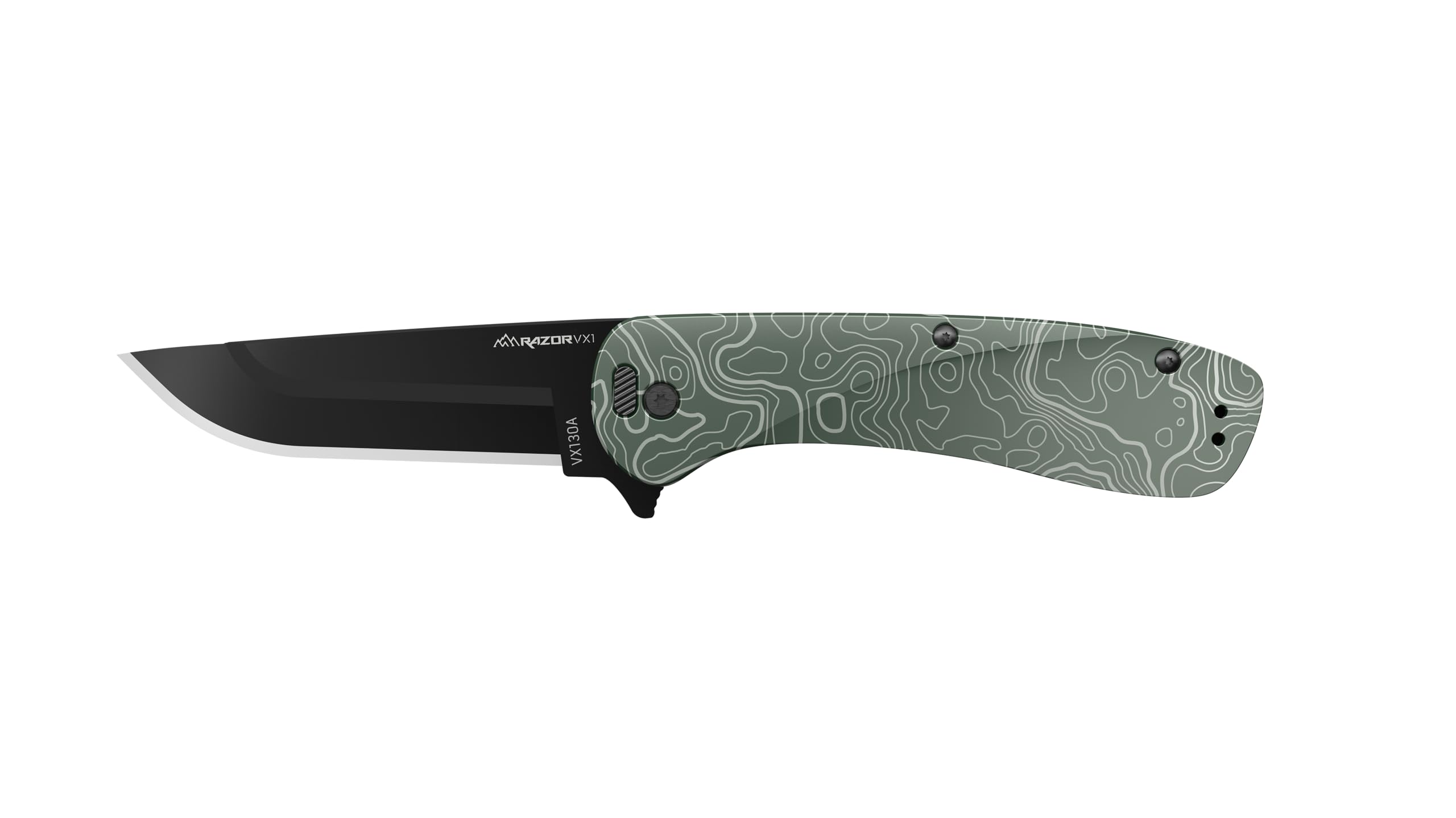 OUTDOOR EDGE Razor VX1 green aluminum handle for durable grip.