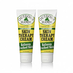 Outdoor Hands Intense Skin Therapy Cream tube shows fast-absorbing, non-greasy relief for dry hands.