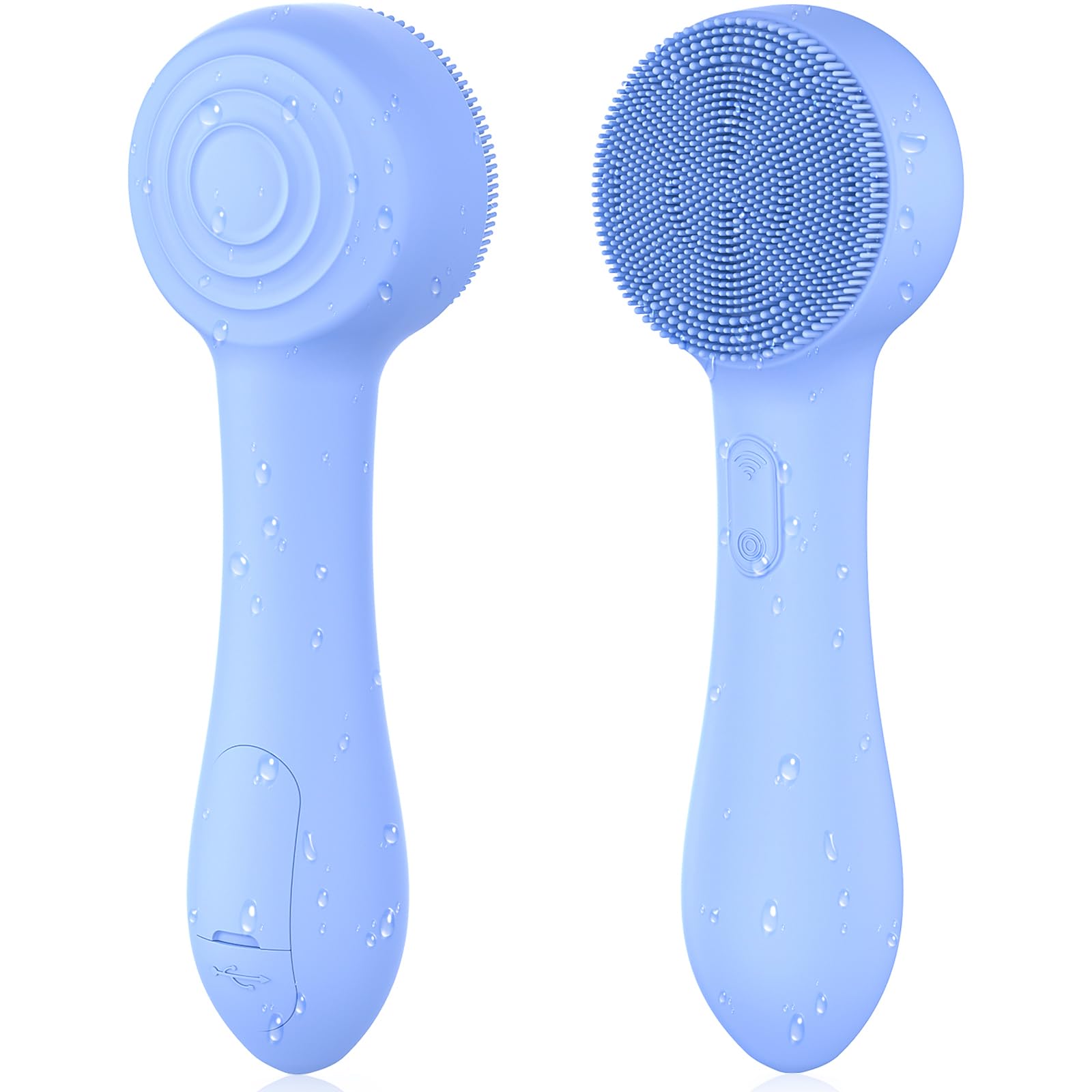 OUTIFUO facial cleansing brush blue front view for deep pore cleansing