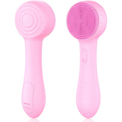 OUTIFUO facial cleansing brush pink with soft silicone bristles for gentle, deep cleansing.