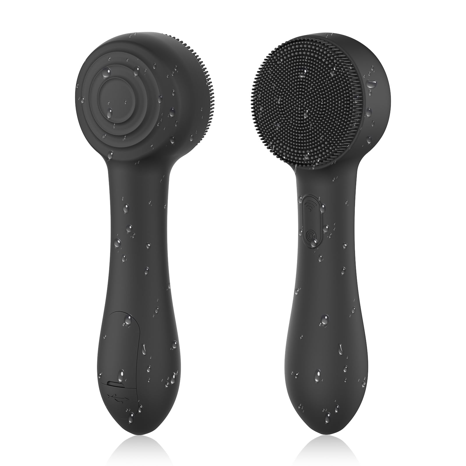 OUTIFUO facial cleansing brush silicone top view highlights deep pore cleansing potential.