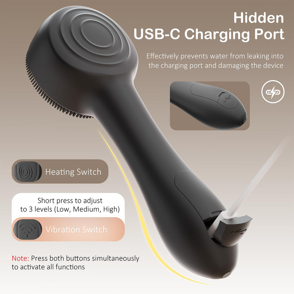 OUTIFUO facial cleansing brush USB-C charging port enables easy recharge on the go.