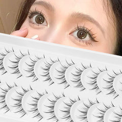 Outopen Manga Lashes with clear band cosplay closeup for vivid, seamless anime eyes.