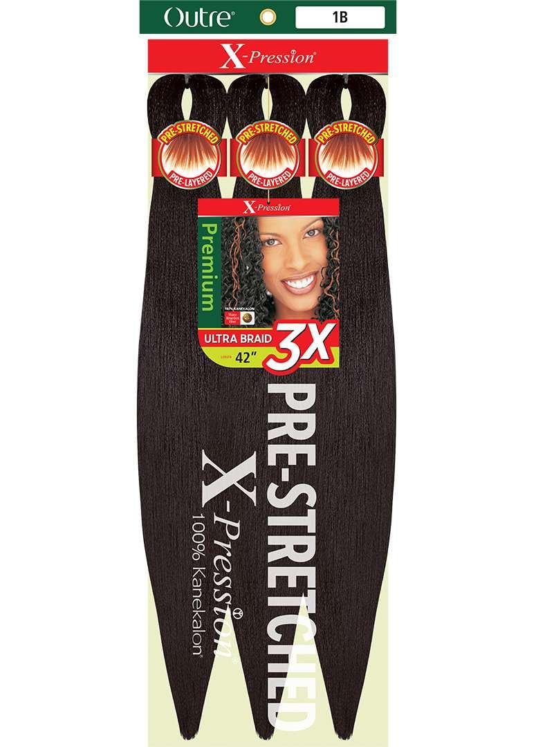 Outre X-Pression 42in braid front view in Off Black 1B for quick installs.