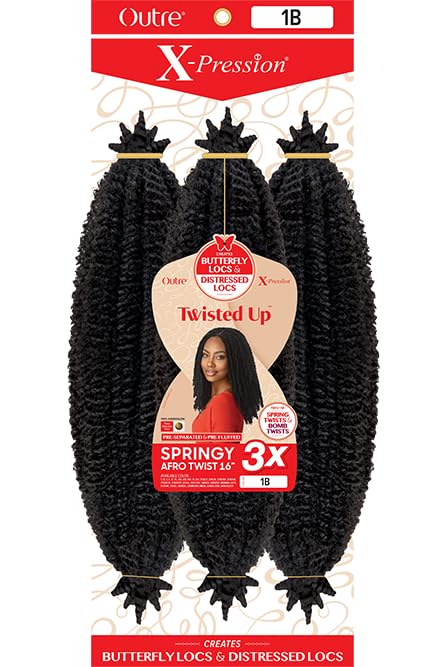 Outre X-Pression Twisted Up 3x pack highlights versatile locs, braids, and twist options.