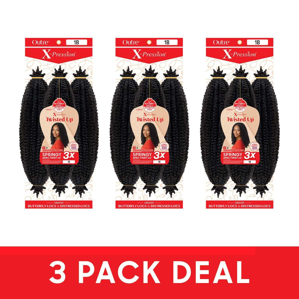 Outre X-Pression Twisted Up tight springy curls ideal for crochet and protective styles.
