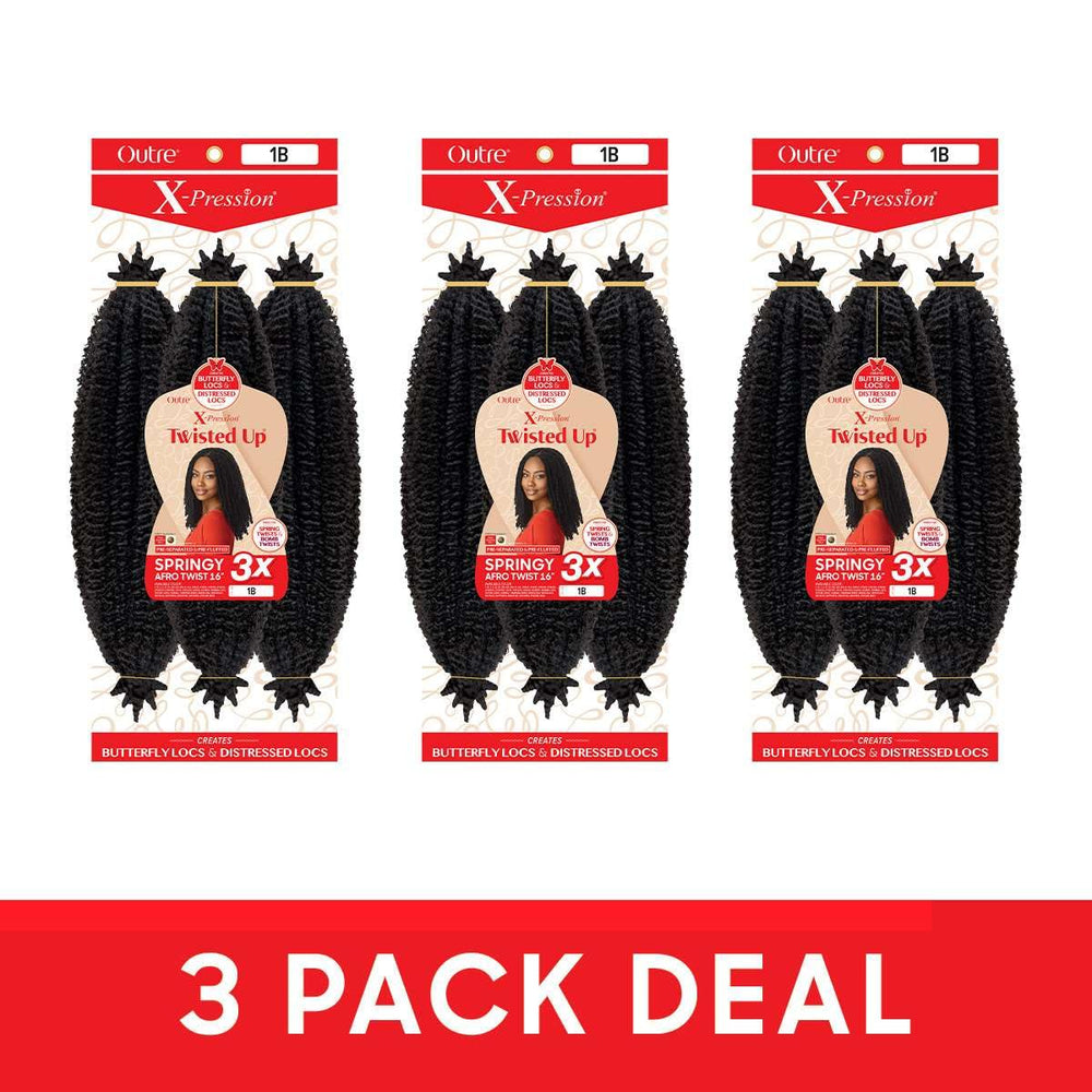 Outre X-Pression Twisted Up tight springy curls ideal for crochet and protective styles.