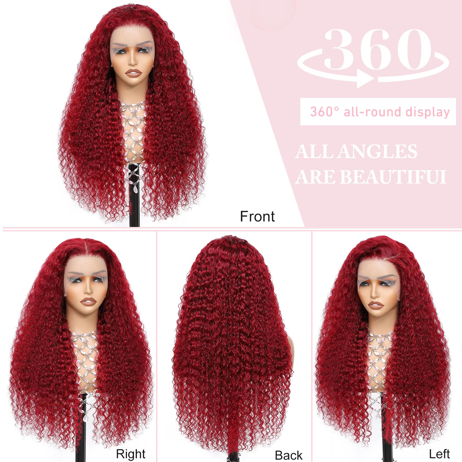 OUX Burgundy wig 13x6 lace front cap for breathable, secure fit