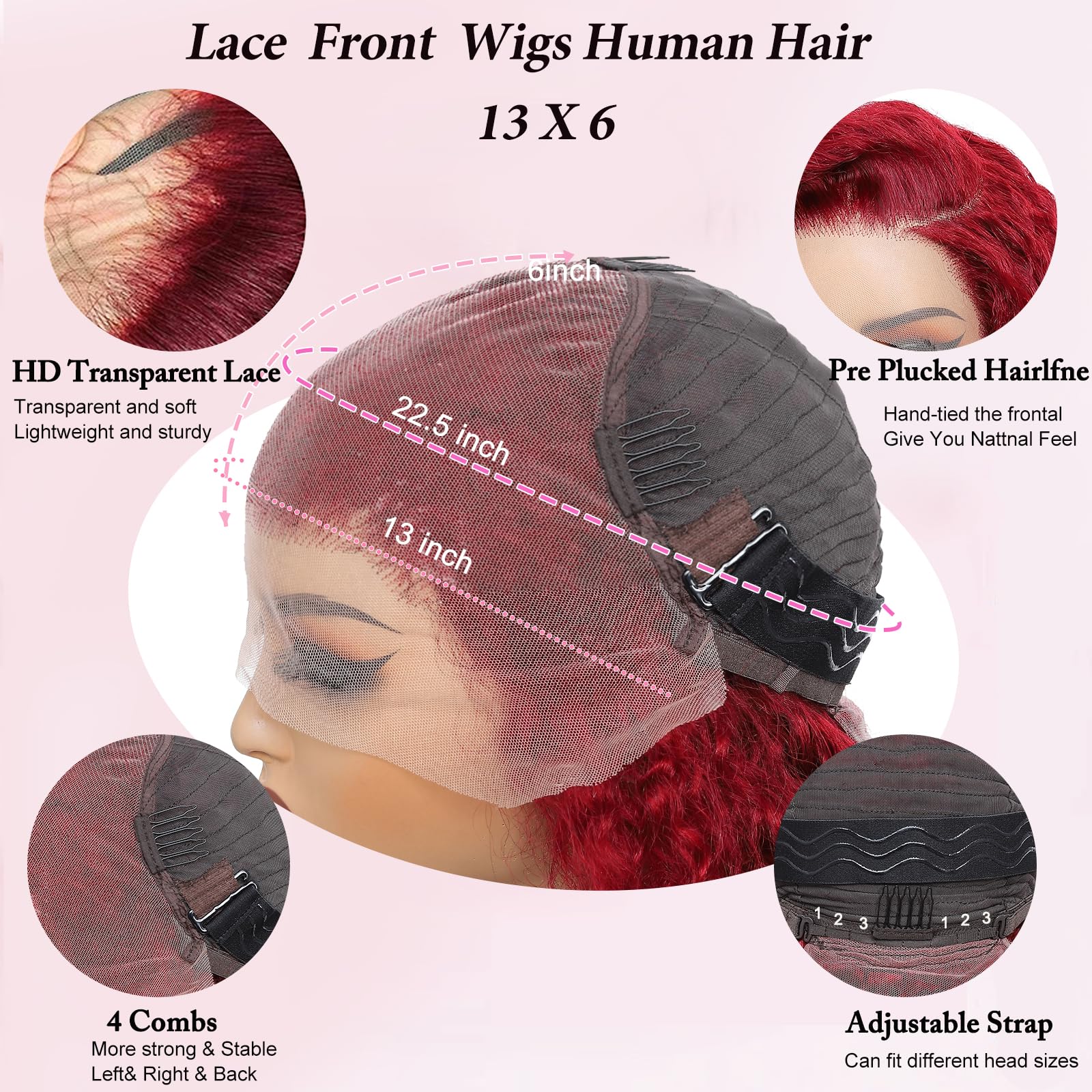 OUX Burgundy wig color-rich 99J shade for bold looks