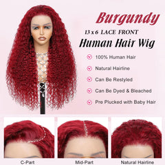 OUX Burgundy wig with pre-plucked hairline for natural part