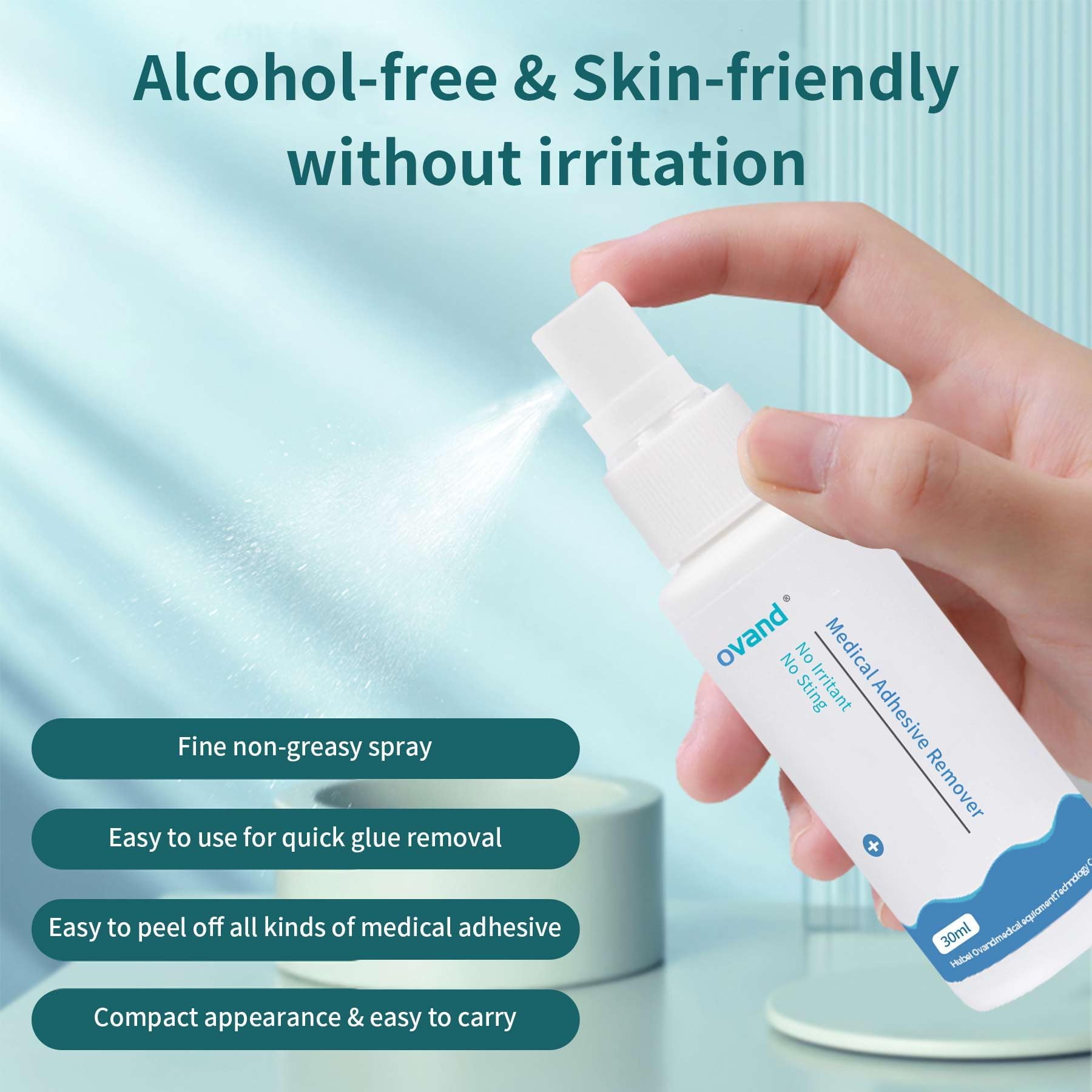 Ovand adhesive remover spray offers a skin-safe option for sensitive areas.