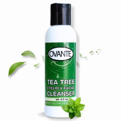 OVANTE Tea Tree Oil Eyelid Cleanser bottle for gentle cleansing on sensitive skin