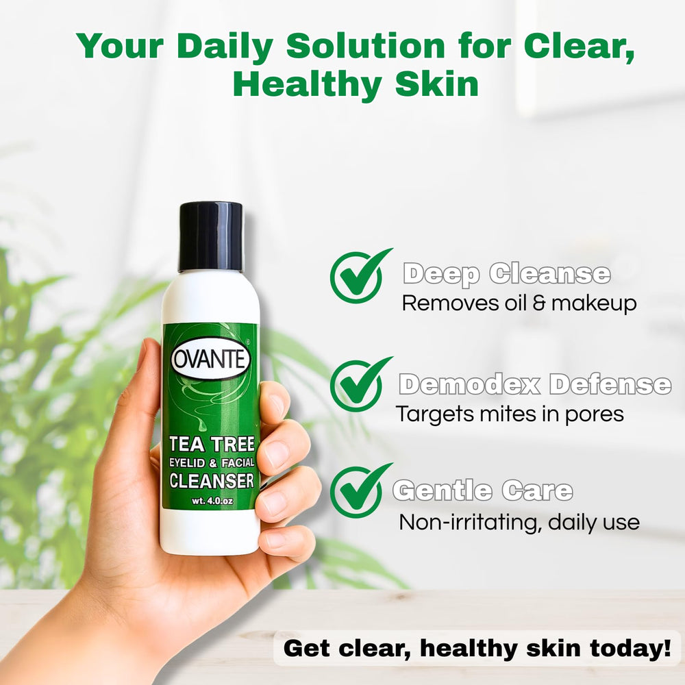 OVANTE Tea Tree Oil Eyelid Cleanser foam lather for gentle cleansing